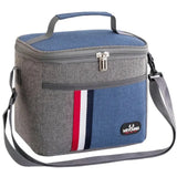 Bolsa Térmica Para Marmita Lancheira Térmica Lunch Box Stripe Azul Tazmo