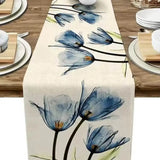 Caminho de Mesa Linho Flores Tulipa Trilho de Mesa Decorativo Tazmo