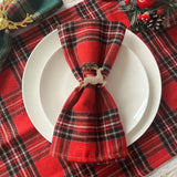 Guardanapos de Tecido Natal Pano de Guardanapo Kit Xadrez Escocês Tazmo