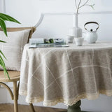 Toalha de Mesa Redonda Linho Algodão Bordado Pacific