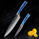 Conjunto de Faca Aço Damasco Kit Faca Profissional Aquário