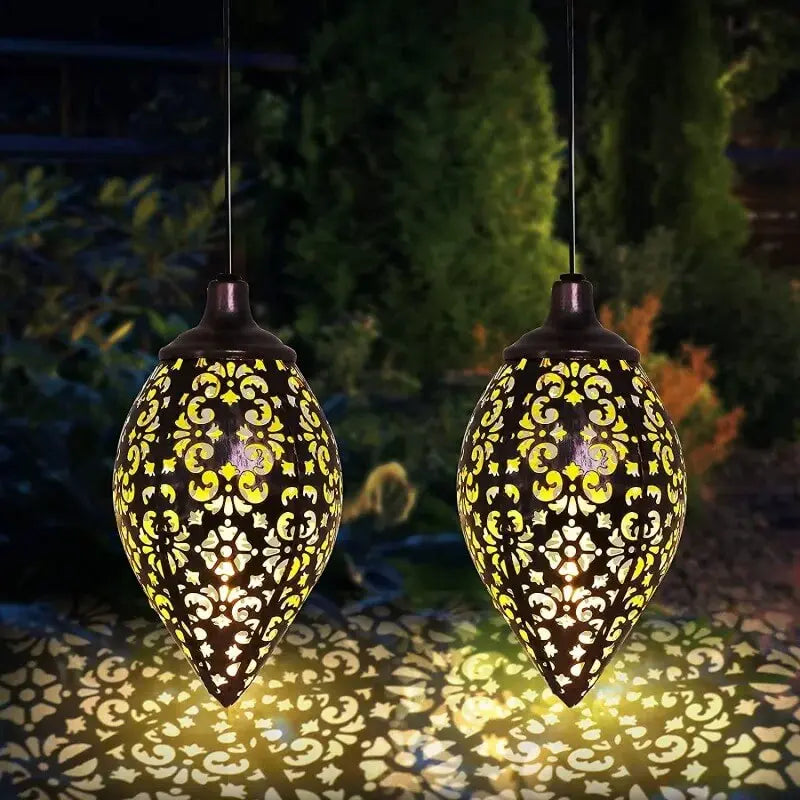 LANTERNA LED SOLAR IMPERMEÁVEL DE PENDURAR, ILUMINAÇÃO DECORAÇÃO JARDIM