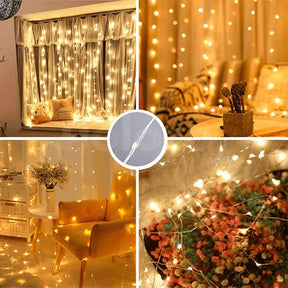 CORTINA LED LUZES CORDA DECORAÇÃO DE NATAL