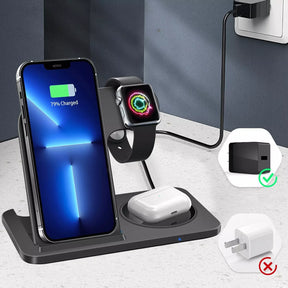 CARREGADOR POR INDUÇÃO 3 EM 1 MAGNÉTICO 15W QI MAX DOCK