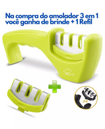 AMOLADOR DE FACAS 3 EM 1 DENVER - AFIADOR FACA E TESOURA. 