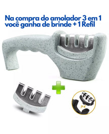 AMOLADOR DE FACAS 3 EM 1 DENVER - AFIADOR FACA E TESOURA. 