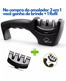 AMOLADOR DE FACAS 3 EM 1 DENVER - AFIADOR FACA E TESOURA. 