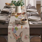Caminho de mesa coelho de páscoa linho páscoa feliz decoração sala de jantar