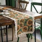 Caminho de mesa com franja boêmio trilho de mesa tazmo casa girassol decoração casa  