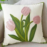 Capa de Almofada Bordada Rosa Floral (45x45cm)