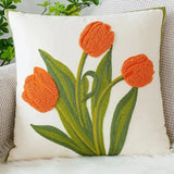 Capa de Almofada Bordada Laranja Floral (45x45cm)