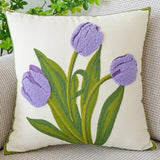 Capa de Almofada Bordada Violeta Floral (45x45cm)