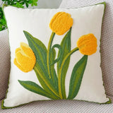 Capa de Almofada Bordada Amarelo Floral (45x45cm)