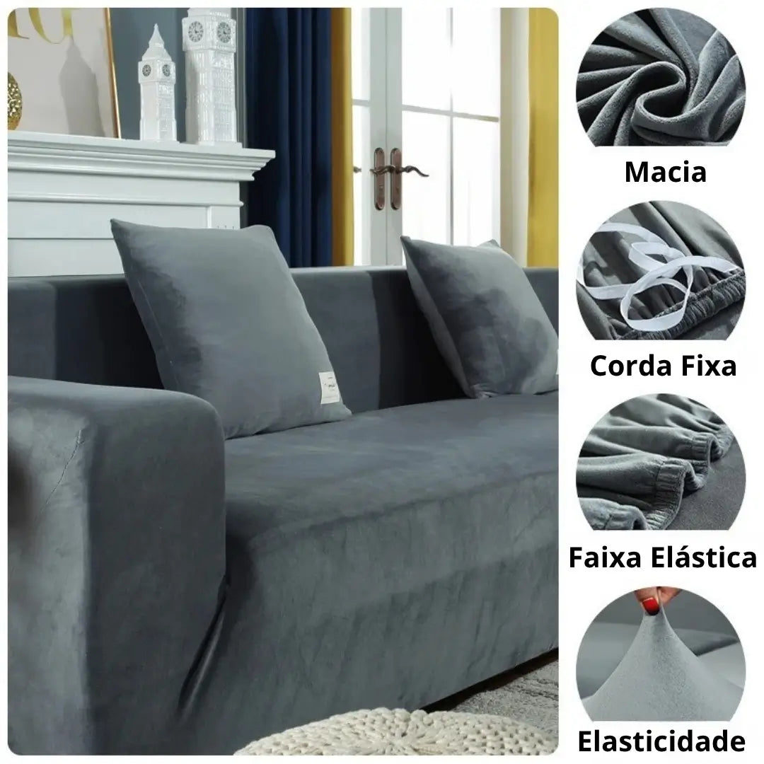 Capa de sofá de veludo com elastano yumme cinza benefícios da capa 