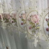 Cortina Para Sala e Quarto Europeia Cortina Bordado Luxo Tule Peônia Tazmo