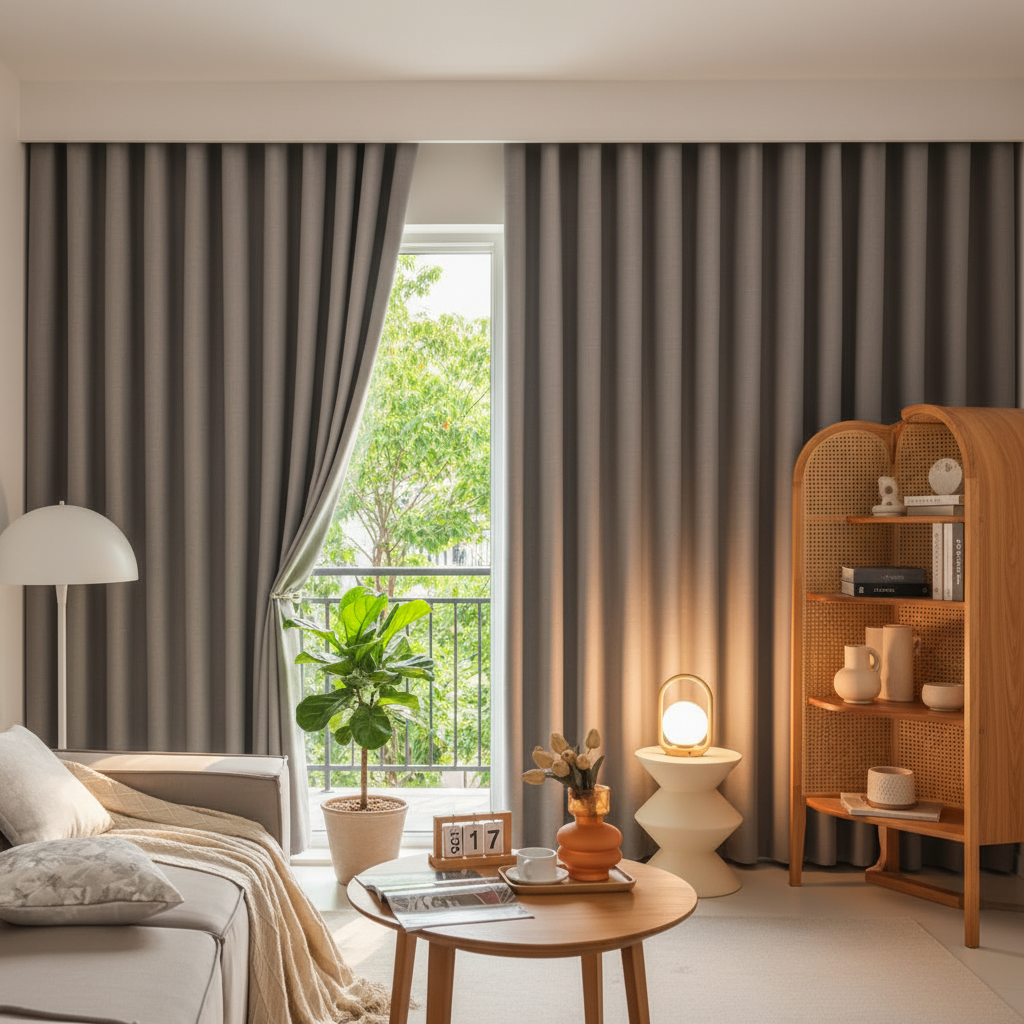 Cortina de Linho Blackout Para Sala de Estar Eleganza Cinza Decoração Casa tazmo 