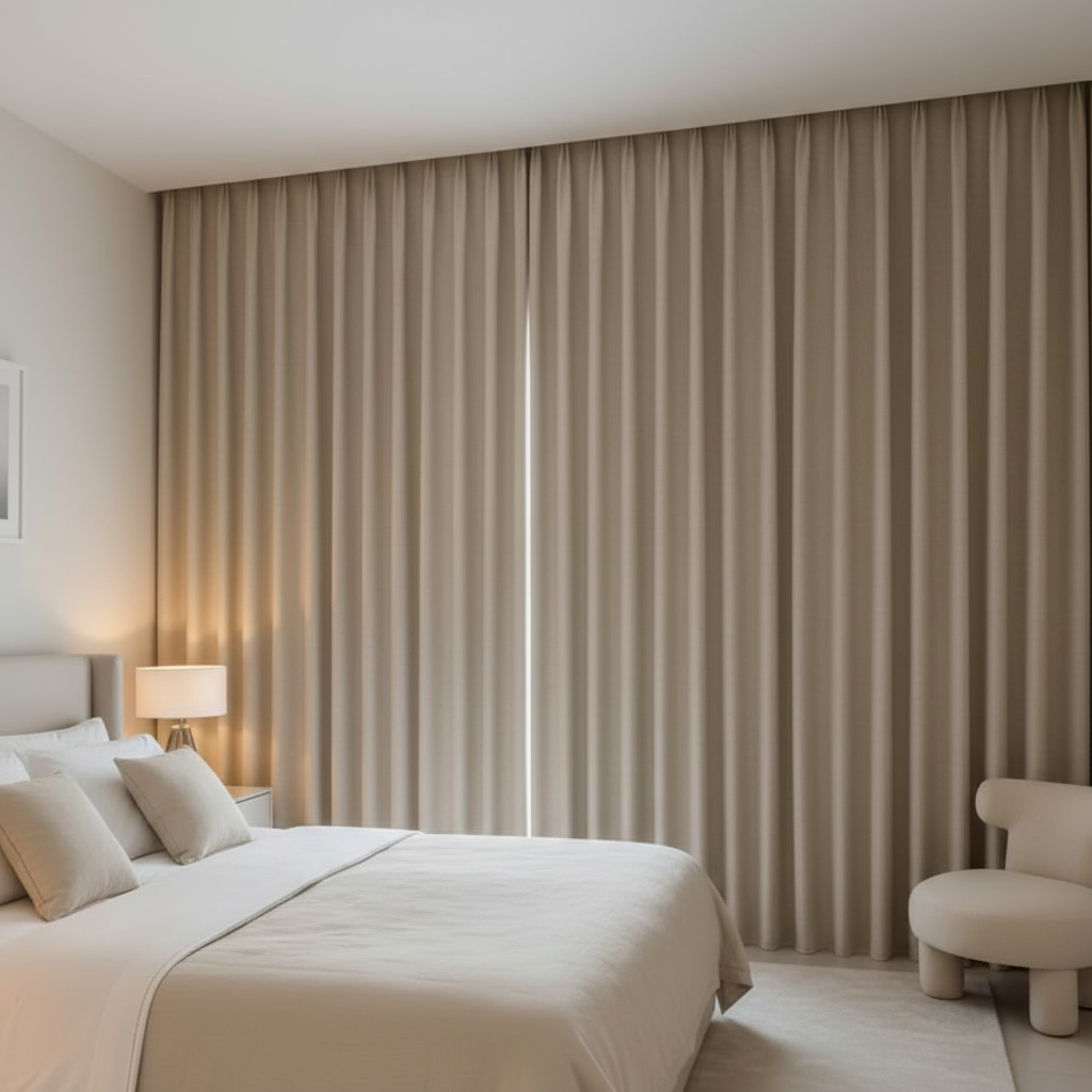 Cortina de Linho Blackout Para Sala de Estar Eleganza Bege Decoração Quarto 