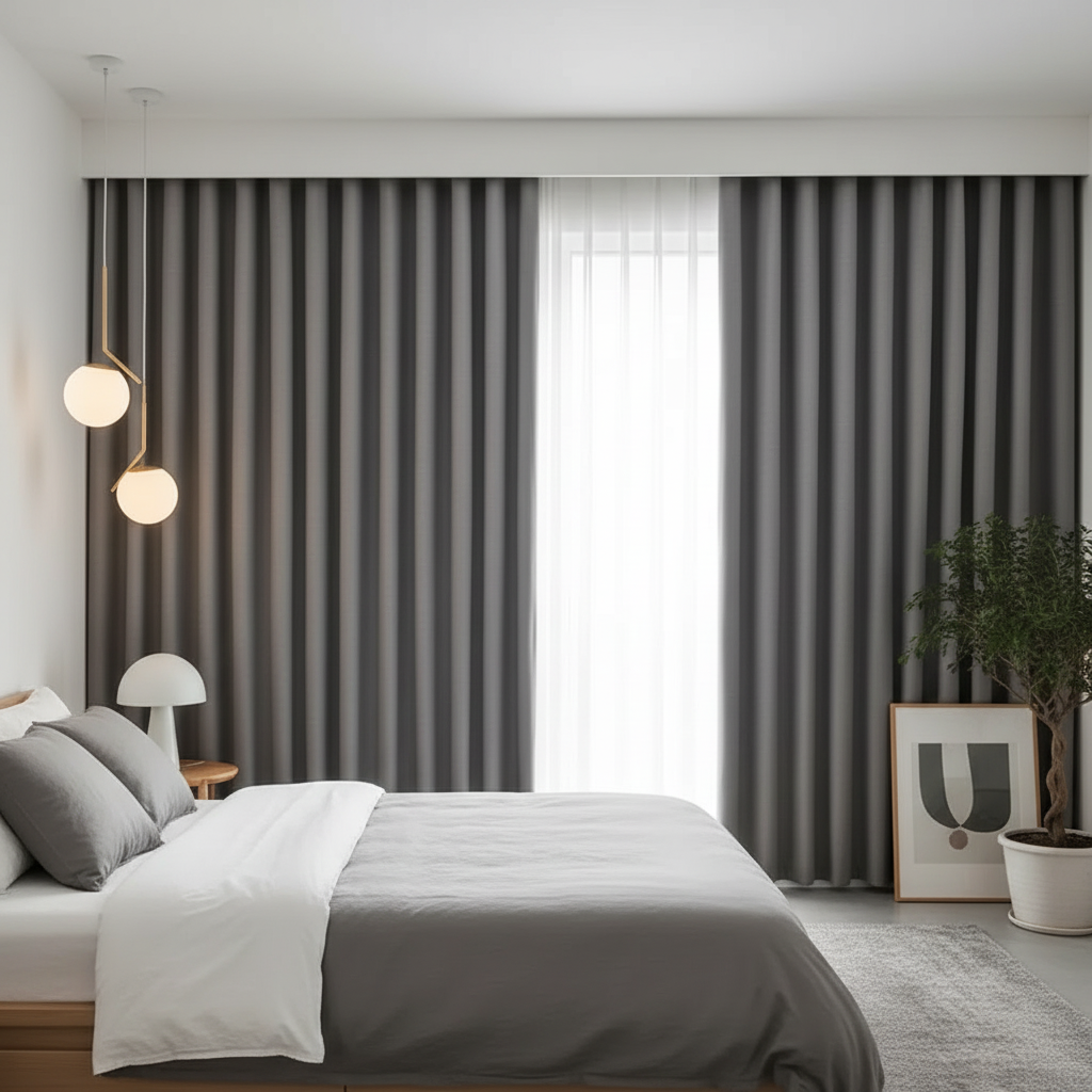 Cortina de Linho Blackout Para Sala de Estar Eleganza Cinza Decoração Quarto 