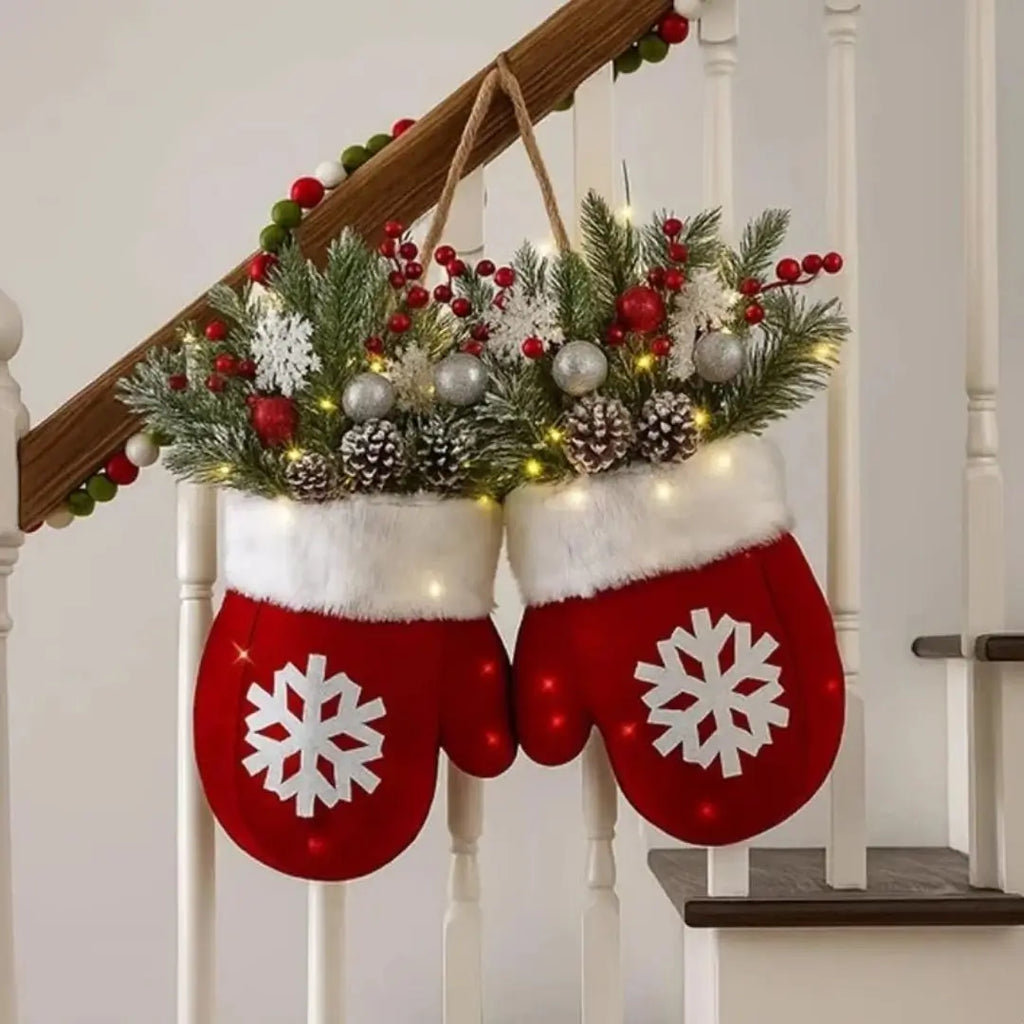 guirlanda-de-natal-luvas-flocos-de-neve-decoração-de-natal 	
