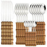 Talheres de Inox com Cabo de Bambu 24PÇ