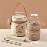 Kit Marmita Térmica Marrom 2PÇ (1pç 600ml + 1pç 400ml + 1 Talher + Bolsa Térmica)