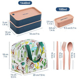 Lancheira Térmica Infantil Kit Rosa (2pç 720ml + 1pç 100ml + Talheres + Bolsa Térmica)