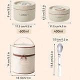 Bolsa Térmica Marmita Bege 2PÇ (1pç 600ml + 1pç 400ml + 1 Talher + Bolsa Térmica)