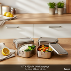 Marmita inox lunch box tazmo casa Kit 4PÇ 550ml para organizar e levar melhor suas refeições ao trabalho ou faculdade 