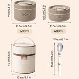 Kit Marmita Térmica Marrom 2PÇ (1pç 600ml + 1pç 400ml + 1 Talher + Bolsa Térmica)