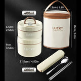 Kit Marmita Térmica Bege 2PÇ (1pç 600ml + 1pç 400ml + 1 Talher + Bolsa Térmica)