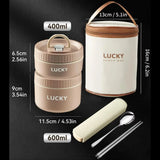 Kit Marmita Térmica Marrom 2PÇ (1pç 600ml + 1pç 400ml + 1 Talher + Bolsa Térmica)