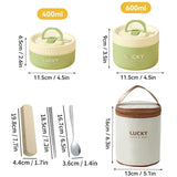 Lancheira Térmica Verde 2PÇ (1pç 600ml + 1pç 400ml + 1 Talher + Bolsa Térmica)