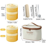 Lancheira Térmica Amarela 4PÇ (2pç 600ml + 2pç 400ml + 1 Talher + Bolsa Térmica)