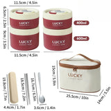 Lancheira Térmica Vermelha 4PÇ (2pç 600ml + 2pç 400ml + 1 Talher + Bolsa Térmica)