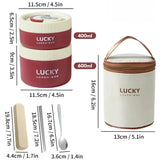 Lancheira Térmica Vermelha 2PÇ (1pç 600ml + 1pç 400ml + 1 Talher + Bolsa Térmica)