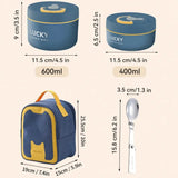 Lancheira Térmica Azul 2PÇ (1pç 600ml + 1pç 400ml + 1 Talher + Bolsa Térmica) Blue
