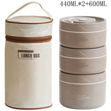 Kit Marmita Térmica Marrom 3PÇ (1pç 600ml + 2pç 440ml + Bolsa Térmica)