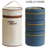 Kit Marmita Térmica Azul 3PÇ (1pç 600ml + 2pç 440ml + Bolsa Térmica)