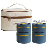 Kit Marmita Térmica Azul 4PÇ (2pç 600ml + 2pç 440ml + Bolsa Térmica)