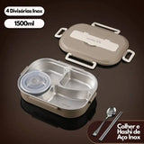 Marmita Térmica de Inox 4 Divisórias Marrom (1500ml)