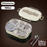 Marmita Térmica de Inox 5 Divisórias Bege (1500ml)