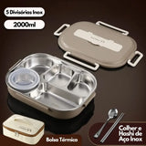 Marmita Térmica com 5 Divisórias e Bolsa Térmica (2000ml)