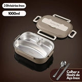 Marmita Térmica com 3 Divisórias Marrom (1000ml)