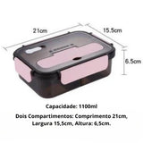 Marmita Térmica Rosa 1100ml  (2 Compartimentos)