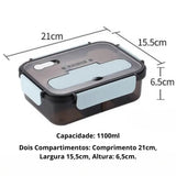 Marmita Térmica Azul 1100ml (2 Compartimentos)