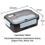 Marmita Térmica Azul 1500ml (3 Compartimentos)