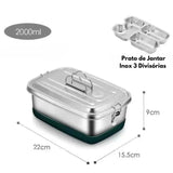 Lancheira Inox 2000ml 3 Divisórias