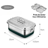 Lancheira Inox 2000ml 2 Divisórias