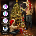 Papai Noel na Escada Decoração de Natal Luz Led Merry Christmas Enfeites Para Árvore de Natal 