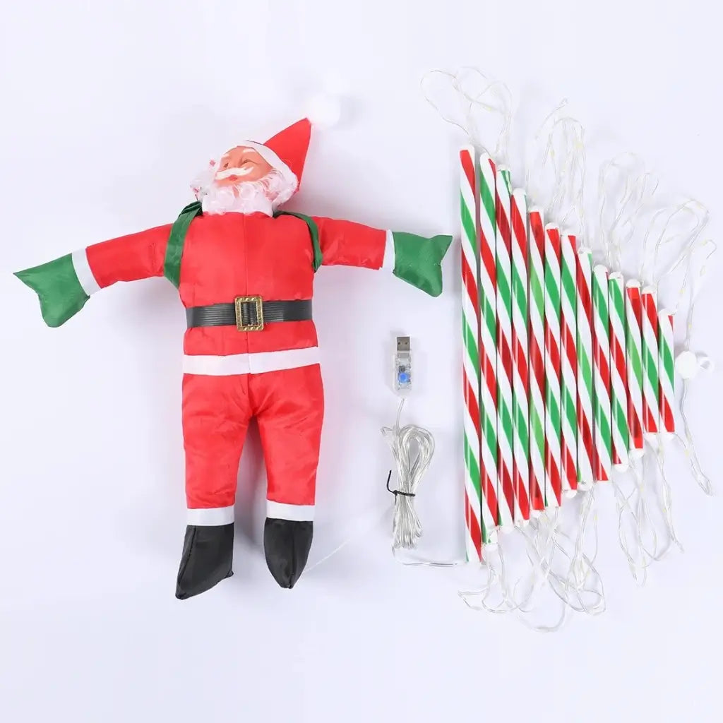 decoração natal papai noel na escada loja tazmo casa foto real mostrando detalhes do produto 